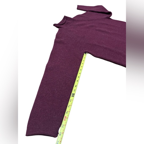 Vtg J.CREW JCrew Lambswool Roll Neck Sweater Fisherman's Preppy Sz L Burgundy - Picture 5 of 7